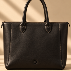 Black leather work tote, The Lorne, large
