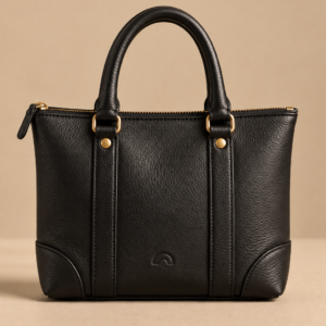 Black small leather tote, The Juno
