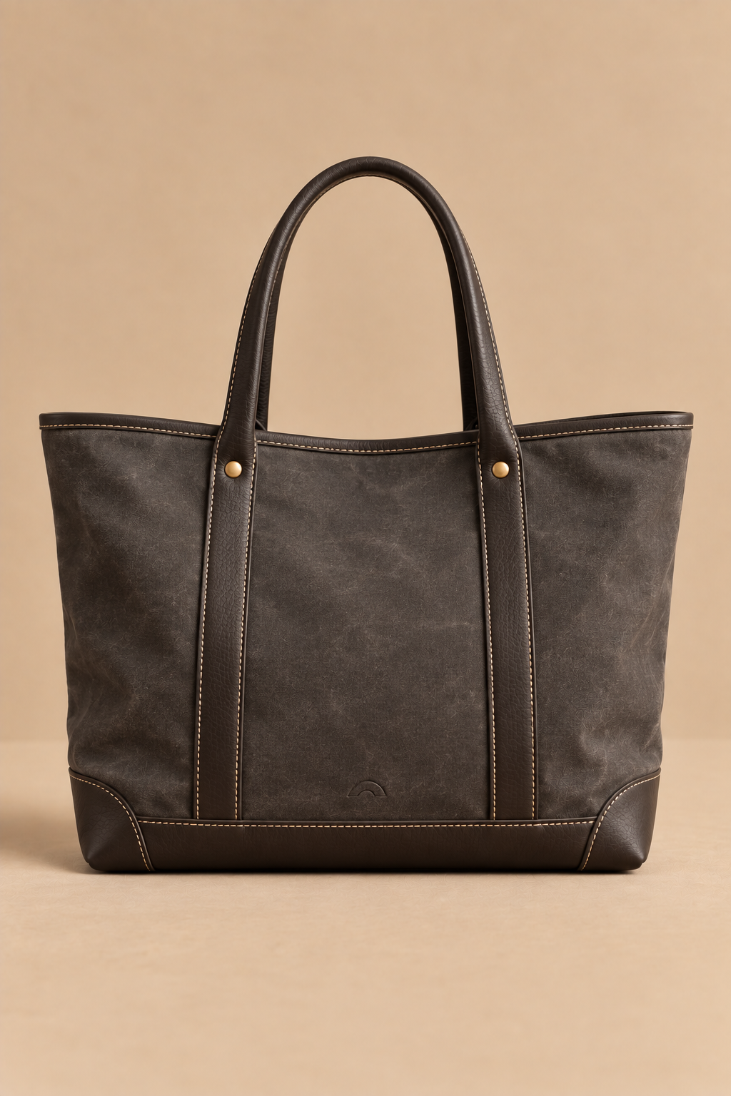 Charcoal & Black canvas and leather tote, The Ellis, large