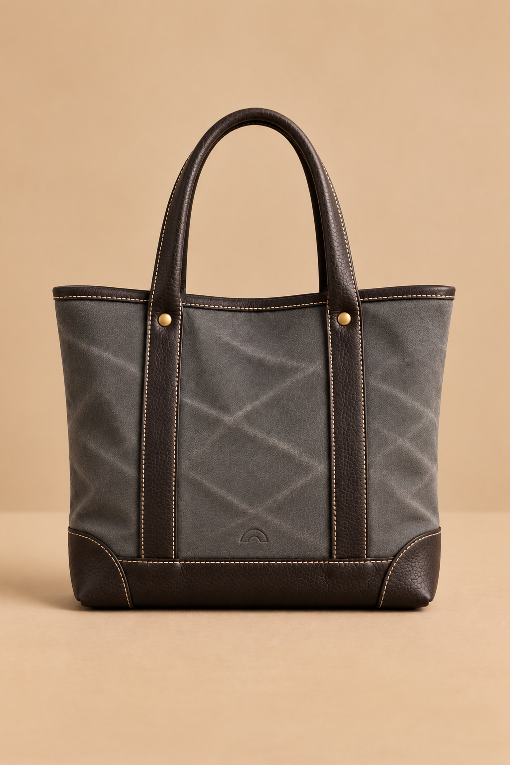 Charcoal & Black canvas and leather tote, The Ellis, small