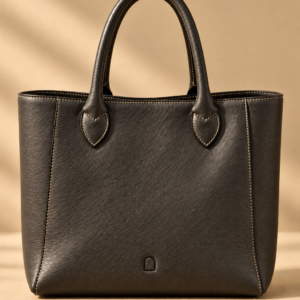 Charcoal leather tote bag, The Marlow, medium
