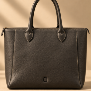 Charcoal leather work tote, The Lorne, large