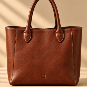 Chestnut leather tote bag, The Marlow, large