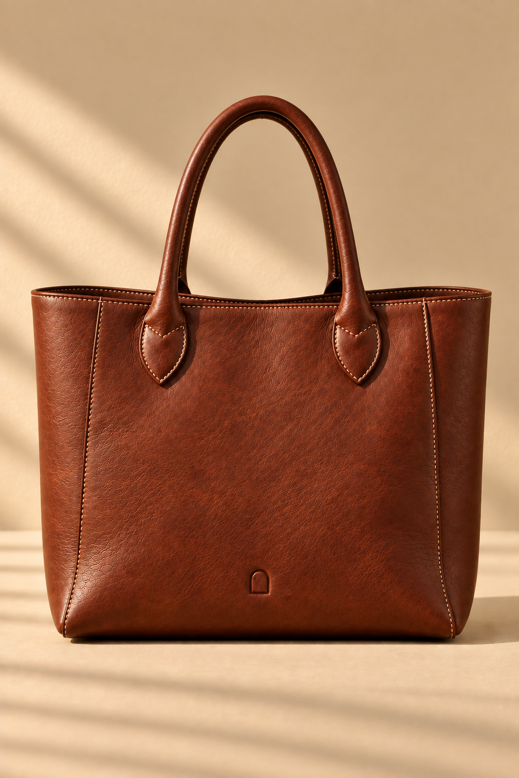 Chestnut leather tote bag, The Marlow, large