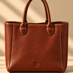 Chestnut leather tote bag, The Marlow, medium