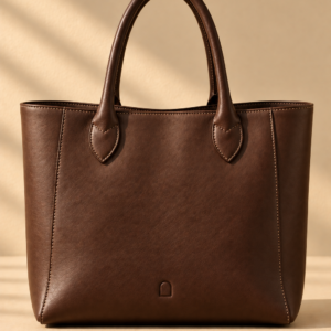 Chocolate leather tote bag, The Marlow, large