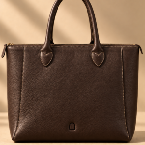 Chocolate leather work tote, The Lorne, large