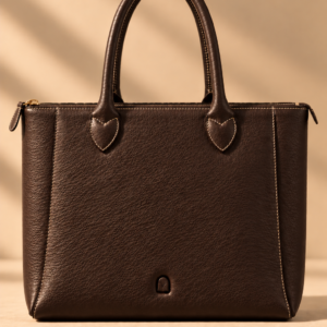 Chocolate leather work tote, The Lorne, medium