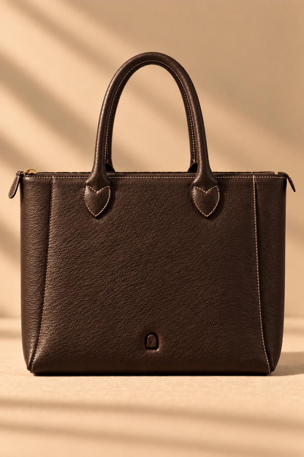 Chocolate leather work tote, The Lorne, medium