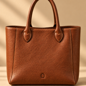 Cognac leather tote bag, The Marlow, medium