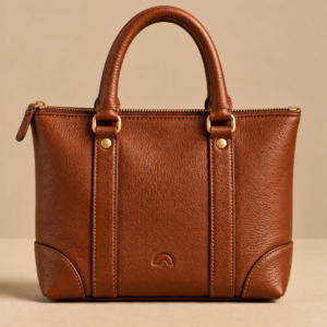 Cognac small leather tote, The Juno