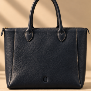 Navy leather work tote, The Lorne, large