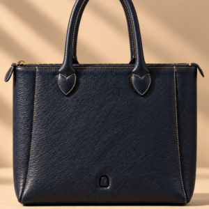 Navy leather work tote, The Lorne, medium