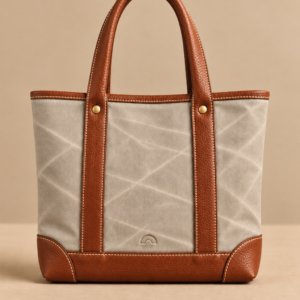 Stone & Tan canvas and leather tote, The Ellis, small