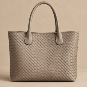 Stone woven leather tote, The Wren, regular