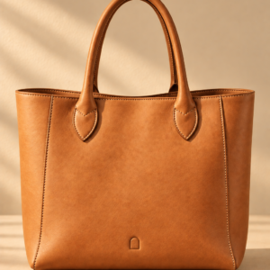 Tan leather tote bag, The Marlow, large