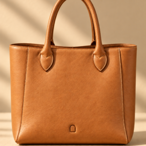 Tan leather tote bag, The Marlow, medium